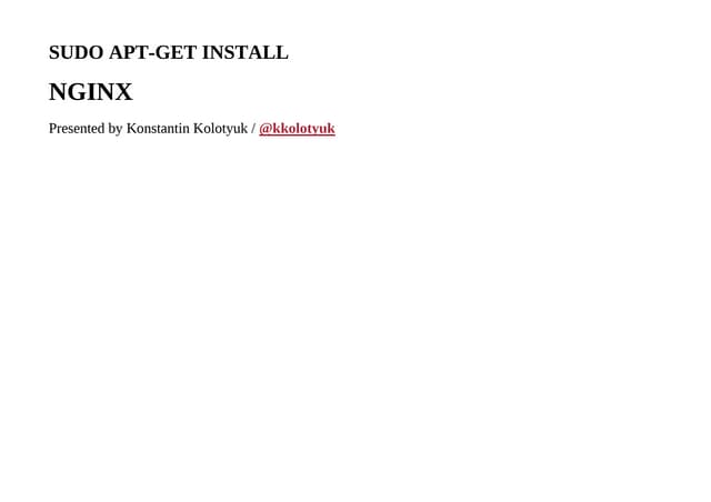 Стажировка 2015. Разработка. Занятие 5. Использование nginx