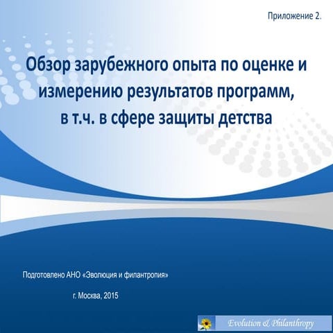 Обзор зарубежного опыта по оценке, в т.ч. в сфере защиты детства