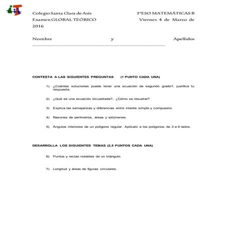 2015 2016. 3ºeso. matemáticas teórico de 2ª evaluación