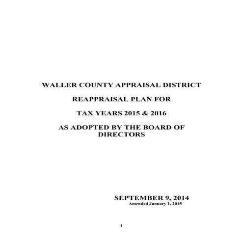 Collincad central appraisal district reappraisal plan 2015-2016 | PDF