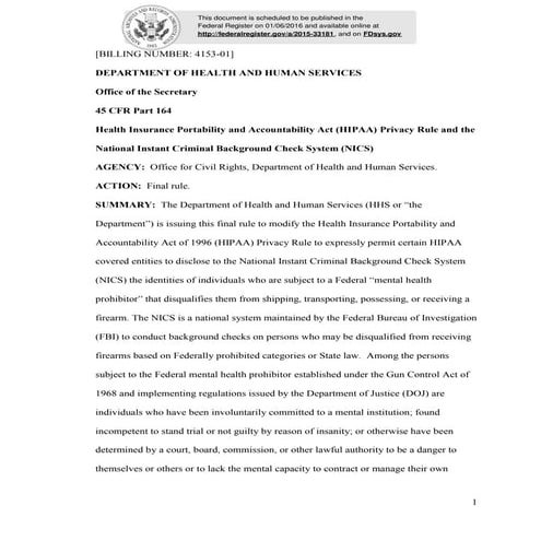 Health Insurance Portability and Accountability Act (HIPAA) Privacy Rule and ...