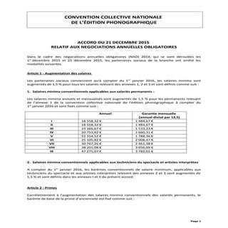 IDCC 2770 accord Salaires 