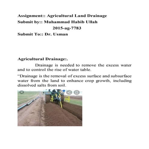 Agriculture Land Drainage
