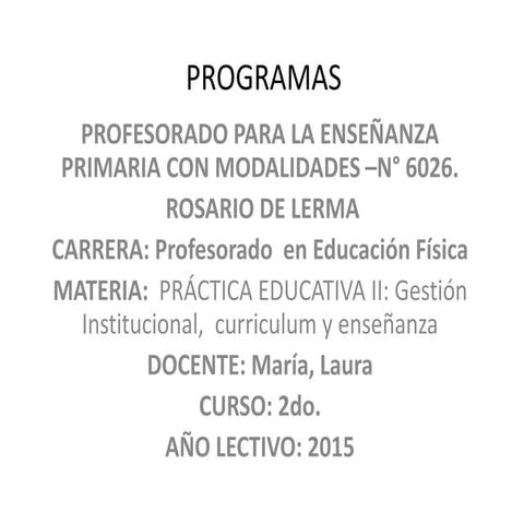 2015  confeccionar programas
