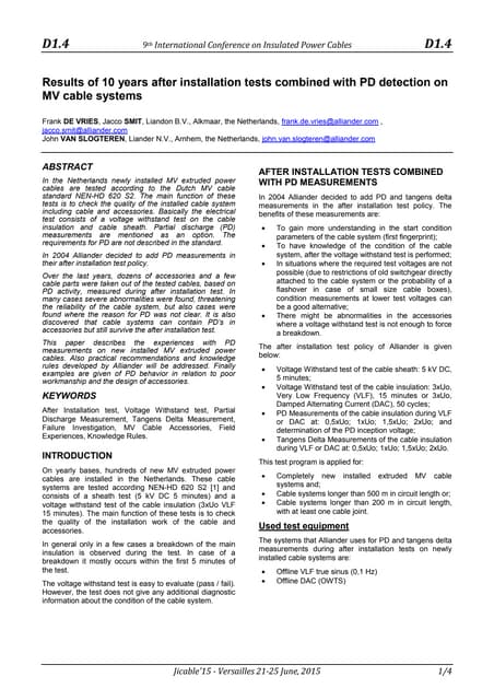 Emelec partial discharge measurement services | PDF