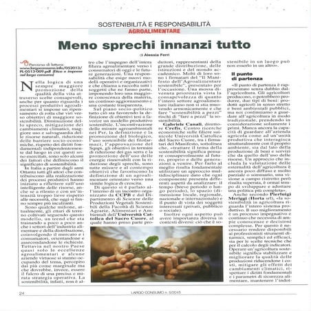 Meno sprechi per l'agricoltura sostenibile
