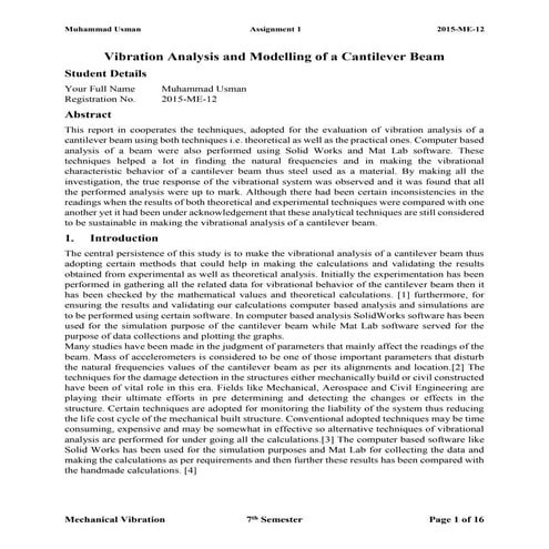 Vibration Analysis and Modelling of a Cantilever Beam | PDF