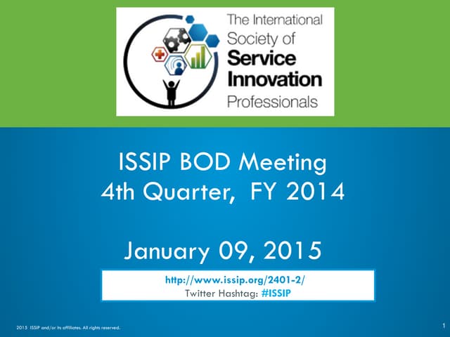 20150109 Slides - ProgressUpdateWithBoard - ISSIP_BOD 20150109_presentation_F...