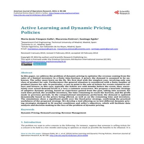 201501 Dynamic Pricing Policies and Active Learning