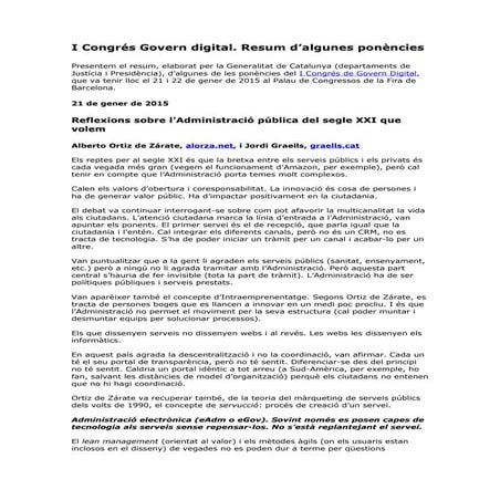 I Congrés de Govern Digital. Resum de les ponències