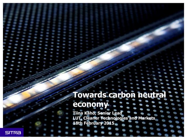 Tiina Kähö: Towards Carbon Neutral Economy