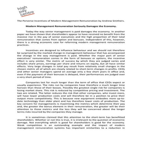 The Perverse Incentives of Modern Management Remuneration