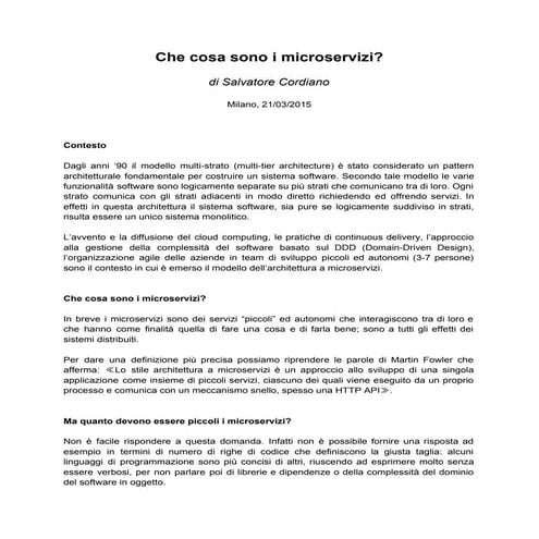 Che cosa sono i microservizi?