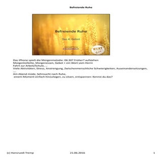 Befreiende Ruhe - Notizen zum Sabbat