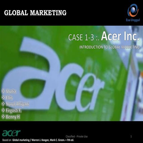 Acer - Global Marketing Study Case