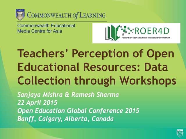 Teachers' Perception of Open Educational Resources: Data Collection through workshops