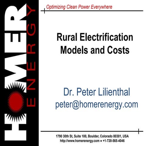 Rural Electrification Models and Costs - Homer Energy