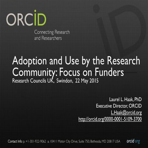 ORCID Adoption and Use by Research Funders