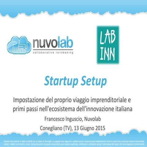 Nuvolab - Startup Setup - LabInn 2015