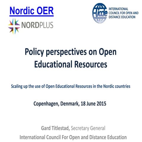 Policy perspectives on Open Educational Resources