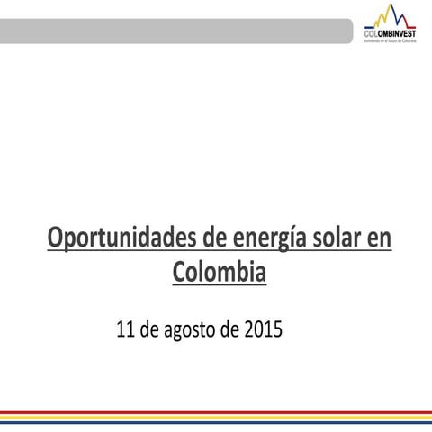 Oportunidades de energía solar en Colombia | PDF