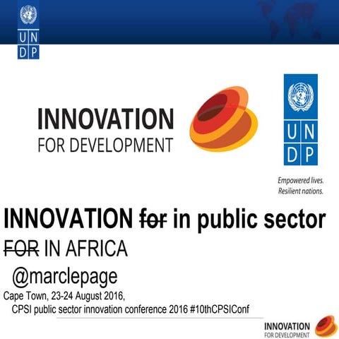 on innovation for/in public sector in Africa