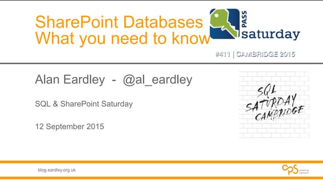 SharePoint Databases: What you need to know (201509)