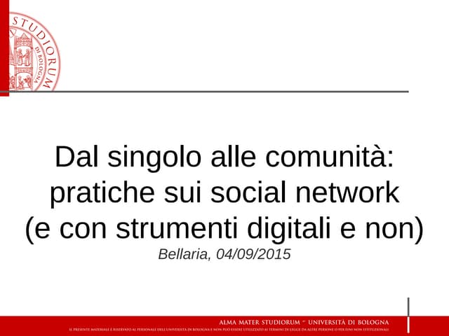 Dal singolo alle comunità: pratiche...