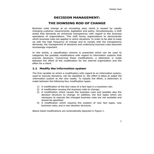 Decision Management: The Dowsing Rod of Change