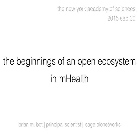 the beginnings of an open ecosystem in mHealth