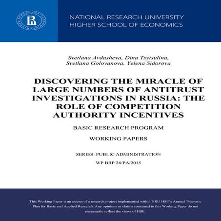 DISCOVERING THE MIRACLE OF LARGE NUMBERS OF ANTITRUST INVESTIGATIONS IN RUSSI...
