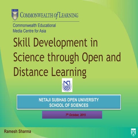 Skill Development in Science through Open and Distance Learning at NSOU, Kolkata