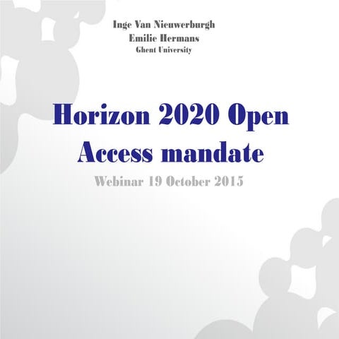 20151019 webinar  Open Access in Horizon 2020