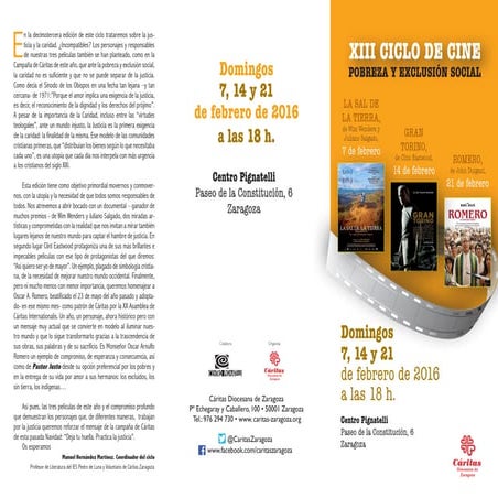 Programa XIII edición Ciclo de cine Pobreza y Exclusión Social 2016