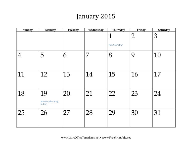 Template de calendario libre office