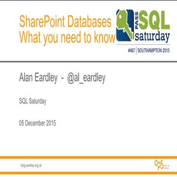 SharePoint Databases: What you need to know (201512)