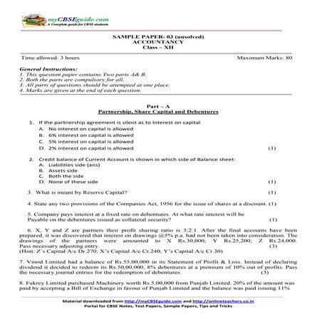 Important Accounts Paper - 2015 - Commerce