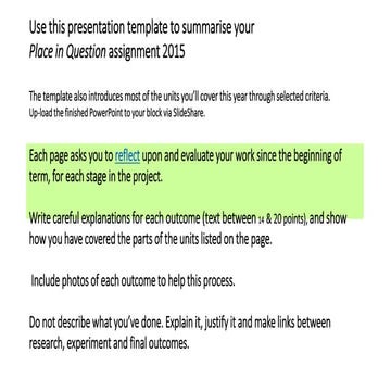 2015 Presentation Summary Place in Question