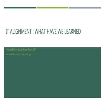 It alignment : what have we learned