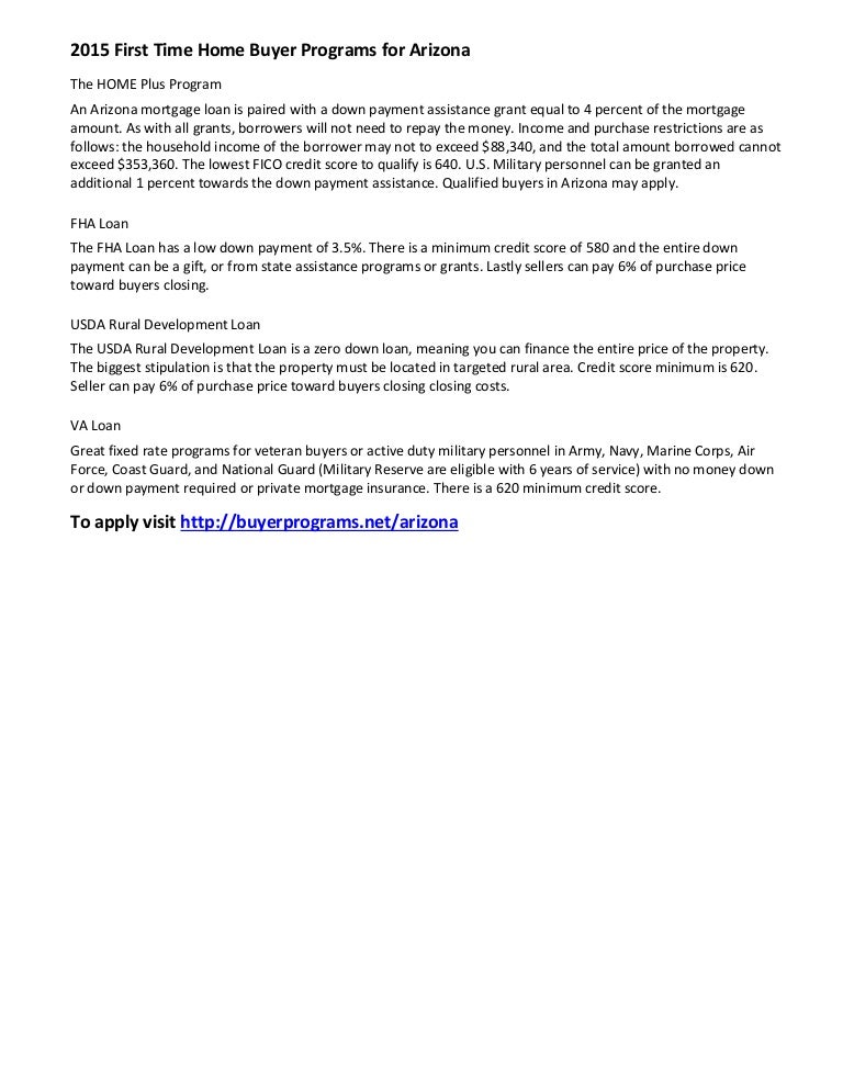 first time home buyer programs arizona 2018