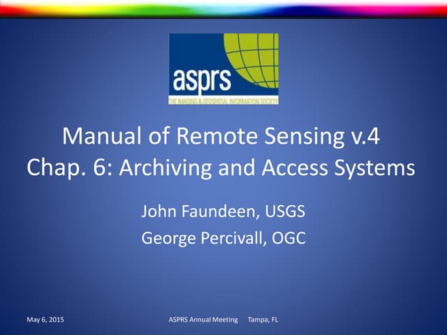Manual on Remote Sensing v4 - Chapter 6 archive and access