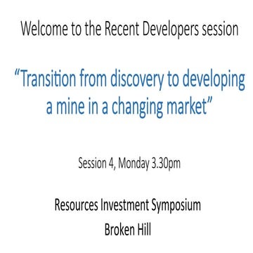 2015 Broken Hill Resources Investment Symposium - Discussion Panel - The Rece...