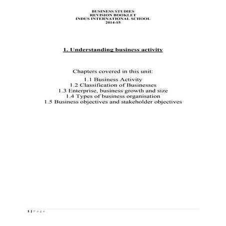 IGCSE Business Studies Notes