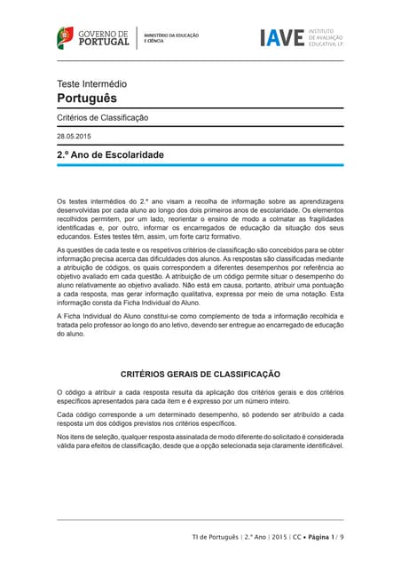 2015 teste intermédio português 2º ano