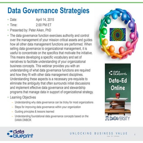 Data-Ed Online Webinar: Data Governance Strategies
