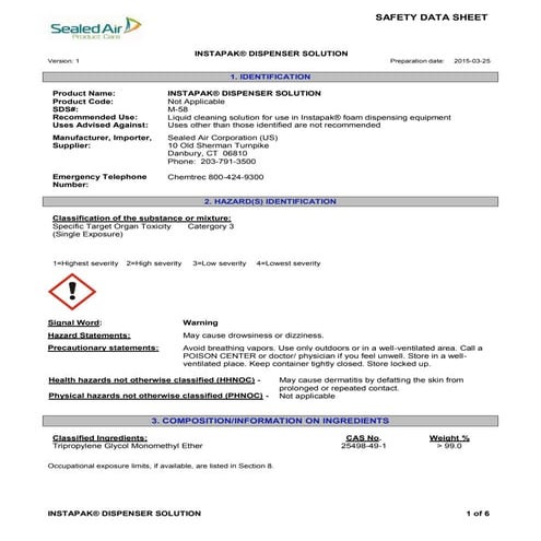 2015 dispenser solution sds | PDF