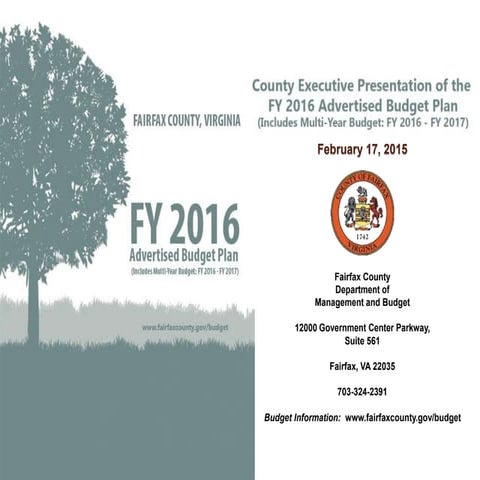 County Executive Presentation of the FY 2016 Advertised Budget Plan