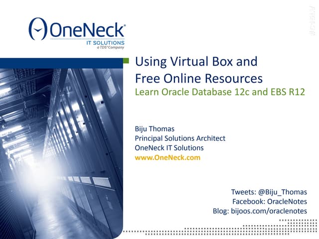 Using VirtualBox - Learn Oracle Database 12c and EBS R12