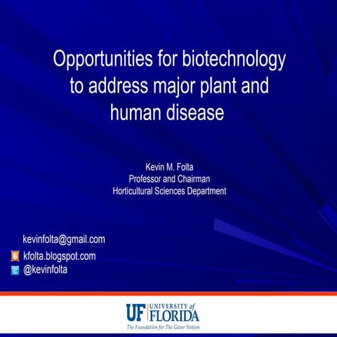 Opportunities for biotechnology to address plant and human disease