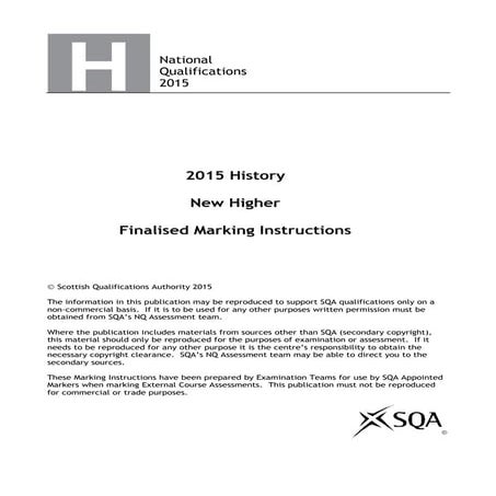 Higher History exam - 2015 (marking instructions)